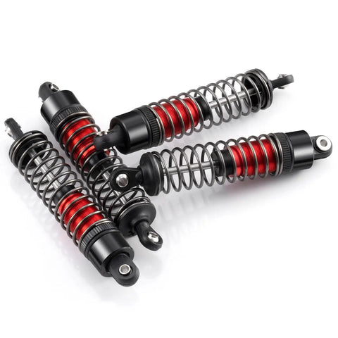 80mm Aluminum Threaded RC Shock Absorbers For 1/10 Scale Crawler Trucks, red anodized, displayed on a white background