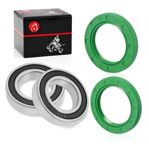 Rear Axle Wheel Bearing And Seal Kit Compatible With Yamaha Banshee Blaster Raptor Grizzly Quad Atv with green seals and bearings.