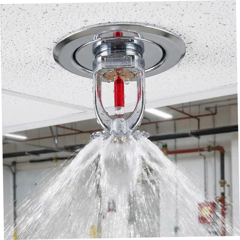 Top Tier Fire Sprinkler Head Set With Quick 155 Degree Trigger And Upspray Water Design Using Half Inch Threads For Homes Or Shops spraying water.