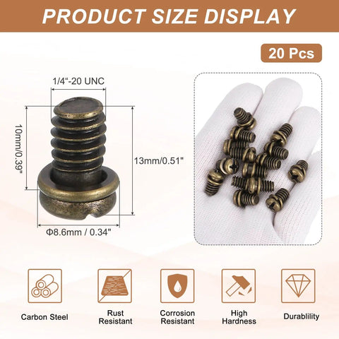 Heavy Duty Ceiling Fan Blade Screws 1/4-20 Inch By 3/8 Inch Carbon Steel Phillips Pan Head With Washers For Wobble Free Blades