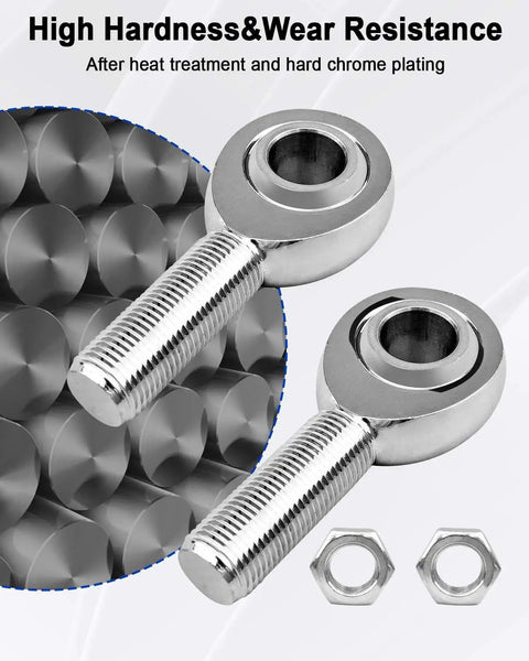 Beefy 5/8 Inch Heim Joint Rod End Kit With Left And Right Hand Threads Chromoly 0.625 Inch Joints Panhard Rod End Kit For Steering And Suspension Traction Bar Use Includes Jam Nuts 2 Pieces, chrome-plated pair with jam nuts