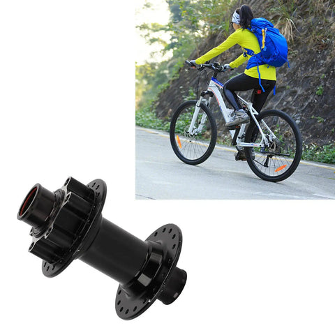 Durable Mountain Bike Hub Bearing For Smooth Rolling And Quiet Rides, 110mm Axle, 36 Holes, 20mm Shaft next to cyclist