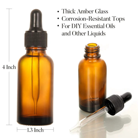 Twelve Knockout Amber Glass Dropper Bottles With Three Slick Stainless Steel Funnels And One Long Graduated Pipette Plus Twenty Four Waterproof Labels For Essential Oils And Hassle Free Beauty Blends - 4-inch amber bottle with dropper top
