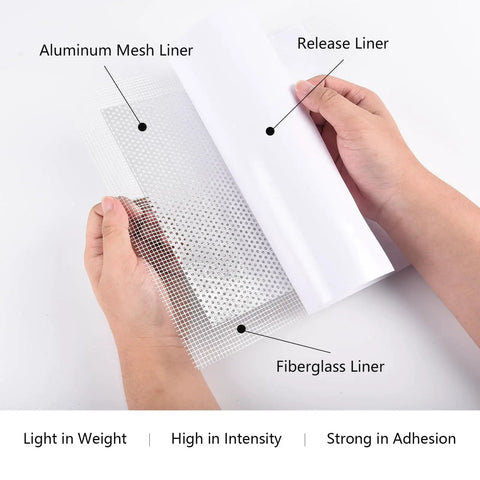 Self Adhesive Drywall Patch Kit With Aluminum Patches For Quick Fixes On Cracks And Holes In Walls And Ceilings details material layers
