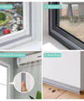 Door Draft Stopper Sweep Self Adhesive Weatherproof Seal Strip For Doors And Windows Cuttable 6.56 Ft Long Grey Easy Install