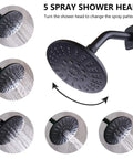 Dope Matte Black Tub Shower System With Five Spray Rain Shower Head And Diverter Spout Pressure Balance Valve Includes Rough In Valve