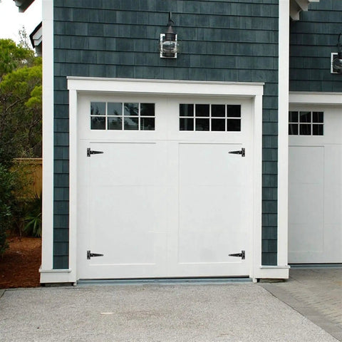 6 Pack 4 Inch Rustproof Stainless Steel T Shape Door Hinges In Black Finish On White Garage Doors