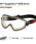 GoggleGear Indirect Vent Safety Goggles With Clear SGAF Lenses, Anti-Fog Coating For Droplet, Splash and Dust, ANSI Z87.1-2020 Pack