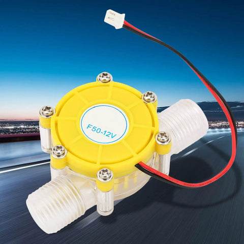12V DC Water Turbine Generator Micro Hydroelectric Power Dynamo with threaded inlets and stainless steel screws.