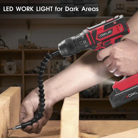 133 Piece Power Tool Kit Set With 20V Cordless Drill Half Inch All Metal Chuck Variable Speed 18 Plus 1 Clutch 2.0Ah Battery
