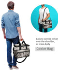 Desert Cowboy Insulated Lunch Bag With Shoulder Strap held by man, versatile carrying options for picnics, hiking, or work.