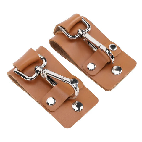 Slick Slim PU Leather Belt Key Holder With Detachable Keyring And Fixed Loop in tan color, brass hook, pair view