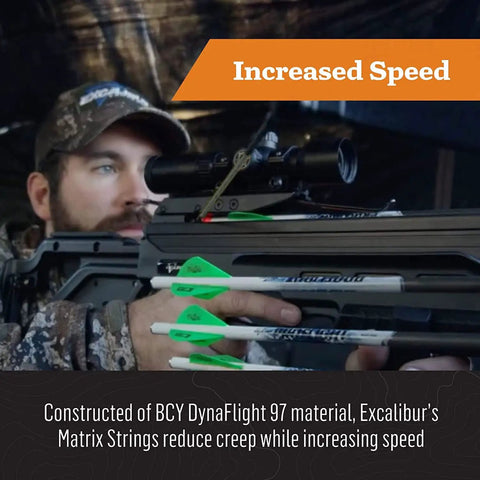 Hunter aiming crossbow with Matrix Archery Replacement Crossbow String for hunting and target shooting, Stingray Blue
