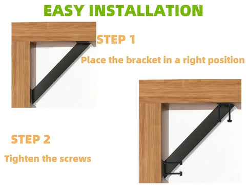 Heavy Duty Pergola Brackets Kit Four Pack Steel Corner Connectors 45 Degree Angle Support Brackets for Wooden Structures Like Treehouse Gazebo Patio Deck and Cabin Tough As Nails All Weather Rust Resistant