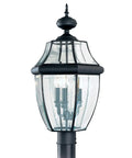 Lancaster Outdoor Post Lantern Three Light Outdoor Fixture With Slick Black Finish 24 Inch Height Weatherproof Porch And Garden Lighting