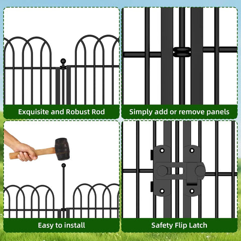 No Dig Tall Decorative Garden Fence With Double Lock 40 Inch High Panels 24 Foot Long Rustproof Metal Edging And Borders showcasing design features and easy installation.
