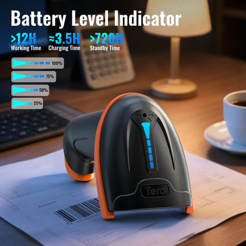 1D And 2D QR Barcode Scanner Wireless And Wired With Battery Level Indicator 2200mAh Battery Long Lasting Power Model D5100