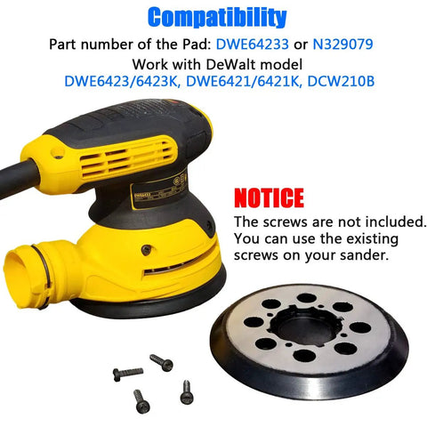 5 Inch Hook And Loop Sander Pad Replacement Direct Fit For DWE6423 DWE6423K DWE6421 DWE6421K DCW210B Random Orbital Sander