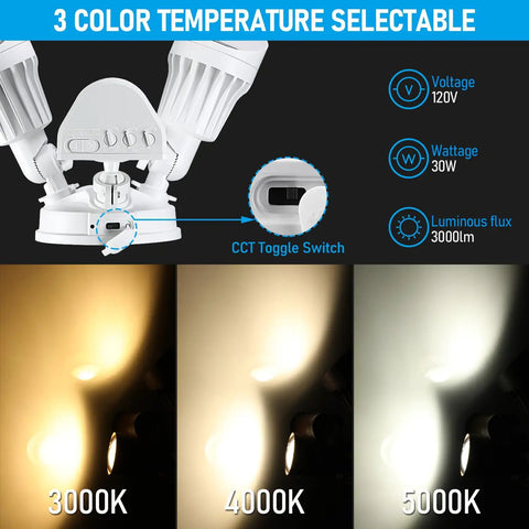 3CCT LED Security Light With Motion Sensor For Outdoor Use Dusk To Dawn Flood Light No Brainer ETL Listed IP65 with color options