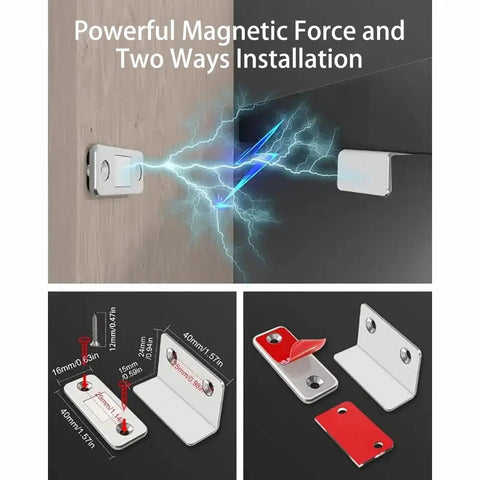 Ultra Slim L Shaped Cabinet Magnetic Catch Heavy Duty Adhesive Door Latch For Tight Corners And Slick Sliding Panels Easy Install