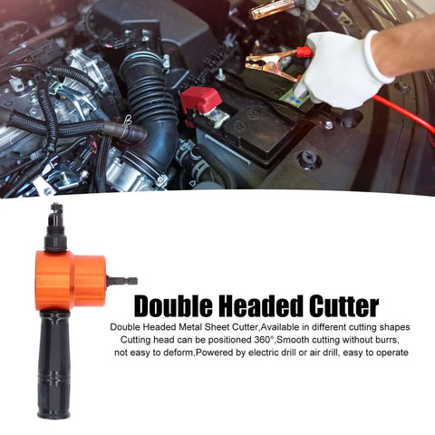Pro 360 Degree Rotating Double Head Metal Nibbler Attachment with Hand Using Step Drill for Auto Repair