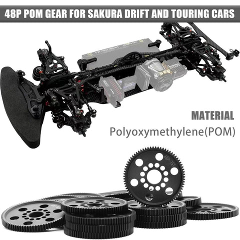 POM spur gear set for RC cars, 48P gear for drift and touring