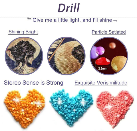 Close-up of Dope Diamond Painting Kit For Adults With 5D Crystal Diamonds, featuring colorful heart-shaped bead formations.