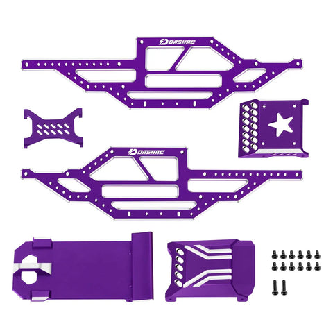 Purple SCX24 Warthog LCG Aluminum Chassis Frame Kit With Rock Cage And Body Shell For 1 By 24 RC Rock Crawler Rig Upgrades