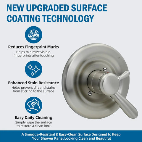 Straight Up Top Shelf Shower Trim Kit Compatible With Lahara 17 Series Brushed Nickel surface with smudge-resistant technology.