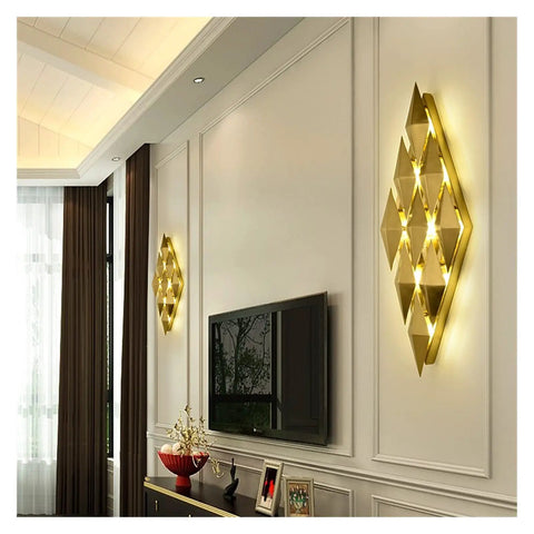 Modern Nordic Wall Sconces Upgrading Living Room Or Bedroom Vibe With Glare Free Led Accent Lighting Sleek Minimalist Design Slaps On Walls For Chill Ambiance Perfect Bedside Hallway Lamp 28 Cm, gold diamond design on wall.