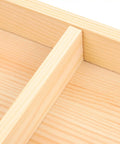 Straight Up Chic Wooden Jewelry Tray Organizer With Four Spacious Compartments showing interior detail and wood grain texture.