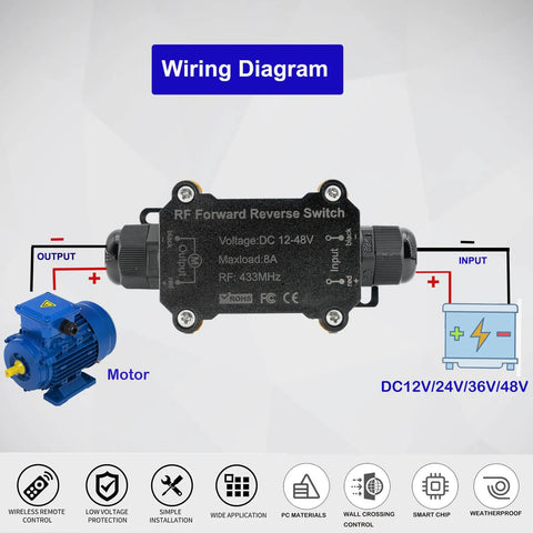 Beefy Wireless Winch Remote Control Forward And Reverse Switch Waterproof DC 12V 24V 48V 8A Relay For Linear Actuator wiring diagram