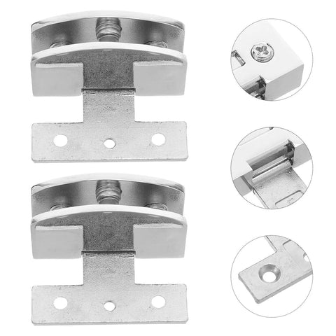 Two Pack Small Glass Door Hinges Pivot Hinges For Shower Doors Cabinets Cupboards Hardware With Adjustable Dual Sided Clamp