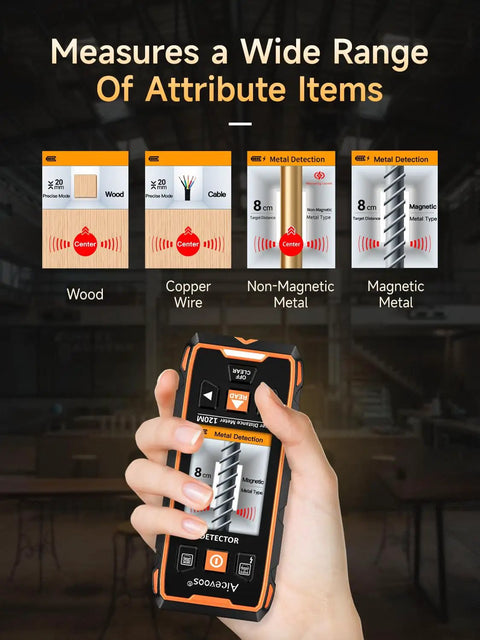 Hella Sensitive Wall Scanner And Slick Stud Finder Tool With Smart Chip locates wood and metal studs with a digital display for reliable detection.
