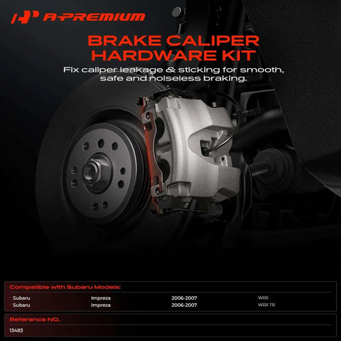 Cool Front Side Disc Brake Hardware Kit For Subaru Models Like The Impreza 2006 And 2007, Super Reliable Stuff To Get Your Brakes Slinging Again Without Any Drama Or Issues At All Today. front disc brake caliper hardware kit on Subaru Impreza 2006-2007 wheel