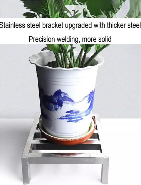 Built Tough Stainless Steel Dunnage Rack Heavy Duty Storage Shelf 30X20cm 15cm High Holds Up To 450kg with plant pot.