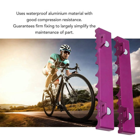 Cyclist with Pro Grade All Purpose Bicycle Vise Jaw Set next to bike path, showing 5-16mm use and aluminum material.