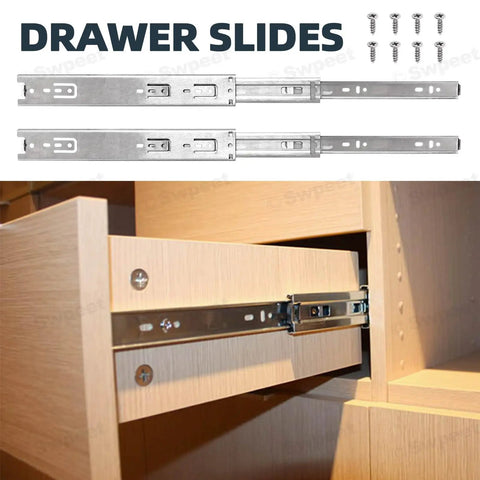 Premium 300mm Full Extension Ball Bearing Drawer Slides With Quiet Glide, Heavy Duty Locking Side Mount Soft Close, installed in wood cabinet