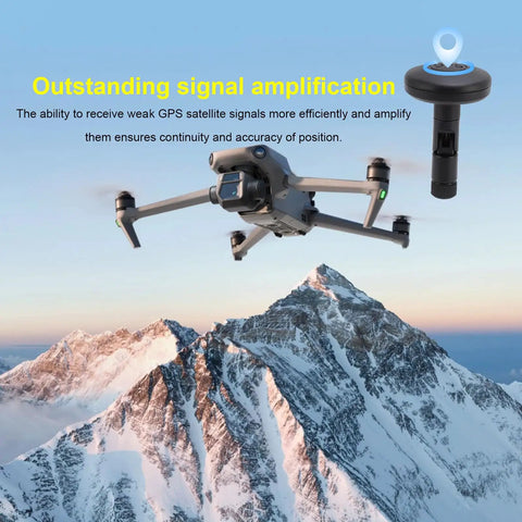 Drone flying over mountains with High Gain Ceramic Mushroom Antenna With SMA Connector Foldable Antenna for GPS signal boost.