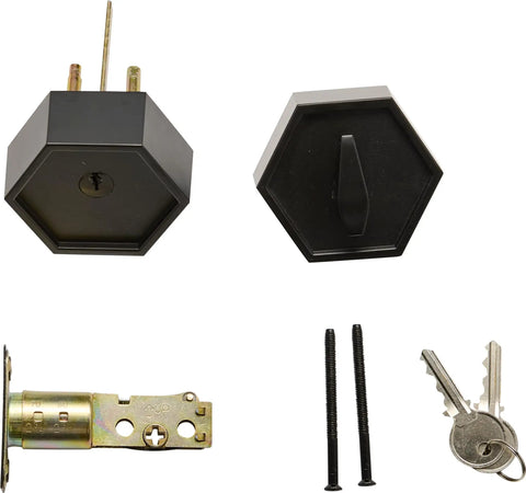 Zero Gravity Metro Series Single Cylinder Deadbolt Lock For Front Door Entrance Heavy Duty High Security Iron Black Finish