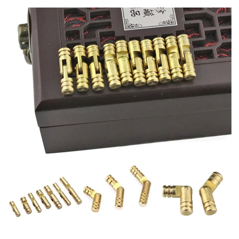 10 Pack Copper Barrel Hinges For Cabinets Hidden Concealed Brass Hinges On Display Showing Different Sizes