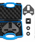 Built Tough Wheel Hub Puller Kit Compatible With 5 6 And 8 Lug Cars Trucks Slotted Mount Plate includes heavy-duty tools in a blue case.