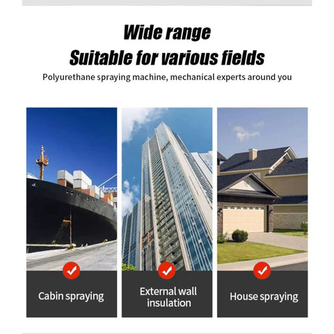 Wide range of uses for Heavy Duty Portable Polyurethane Spray Machine With Advanced Filtration System including cabin and house spraying.