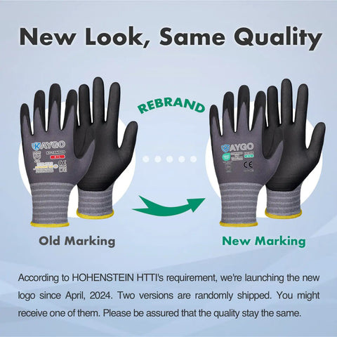 Image showing MicroFoam Nitrile Coated Work Gloves With 25 Percent Thinner Coating, old and new marking version, large gray.