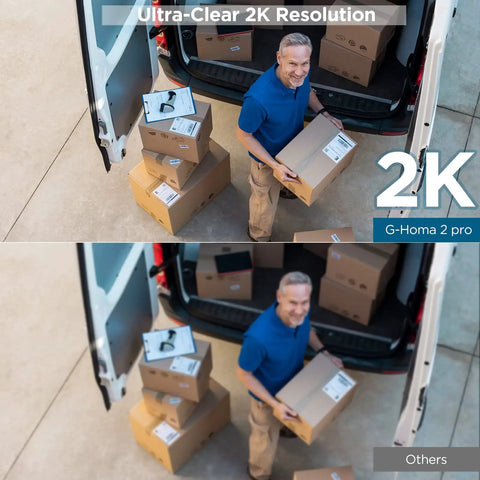 Man unloading packages from truck with Ultra-Clear 2K overlay