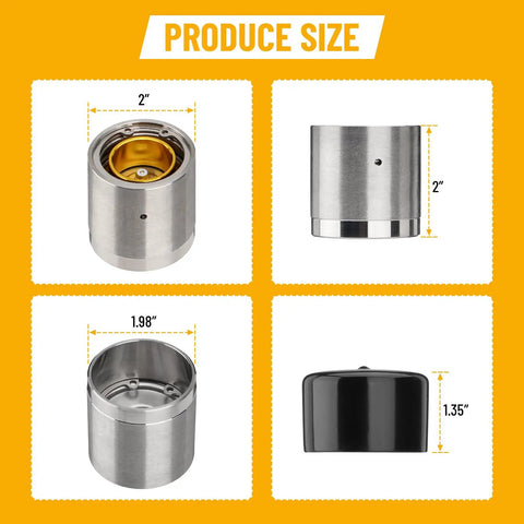4 Pack 1.98 Inch Trailer Wheel Bearing Protectors Hub Guards With Auto Grease Check, showing size comparison and design details.
