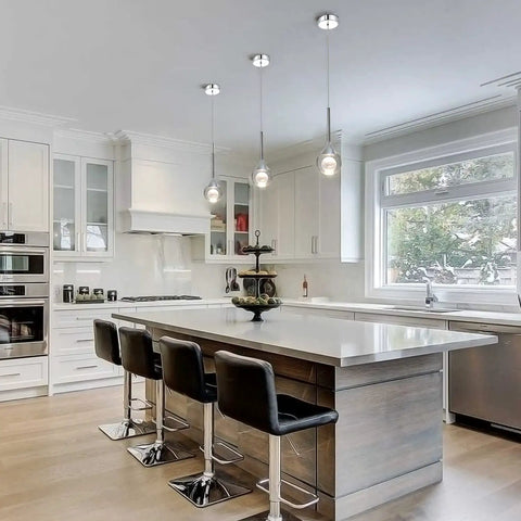 Crystal Pendant Light With Moon Glow, Modern Chrome Finish, Dimmable LED 5W Mini Hanging Light for Kitchen Island
