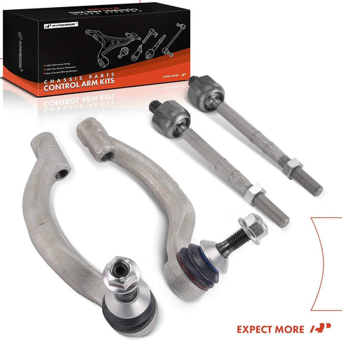 Front Inner And Outer Tie Rod End Kit For Jaguar XF XFR XFR S XK XKR XKR S Replacement Steering Linkage To Tighten Loose Steering And Improve Handling Performance, 4-piece steel kit