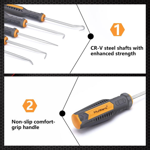 Close-up of CR-V steel shafts and non-slip handle of 26 Piece Magnetic Screwdriver Set Kit With Heavy Duty Precision.