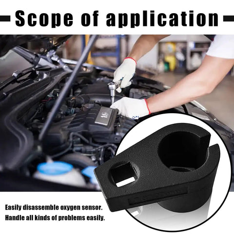 Mechanic using Universal Offset Oxygen Sensor Socket For 3/8 Inch Drive By 7/8 Inch 22mm With Side Wire Gate Access in engine bay.